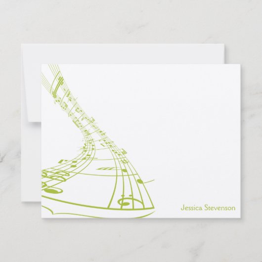 Music Notes Flat Note Card (green) (Front)