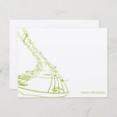 Music Notes Flat Note Card (green) (Front/Back)