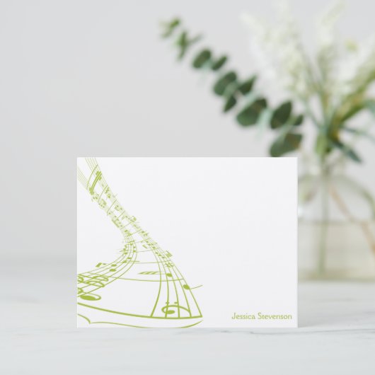 Music Notes Flat Note Card (green) (Standing Front)