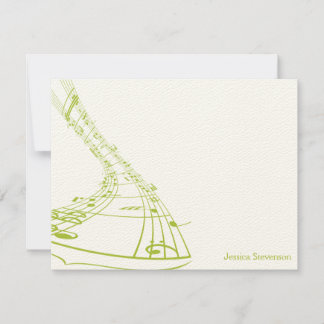 Music Notes Flat Note Card (green)