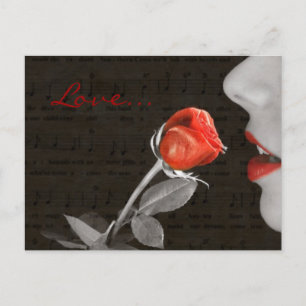 music notes flourish  valentines day red rose