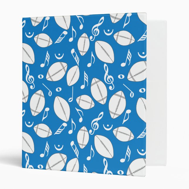 Music Notes Footballs 3 Ring Binder (Front/Inside)