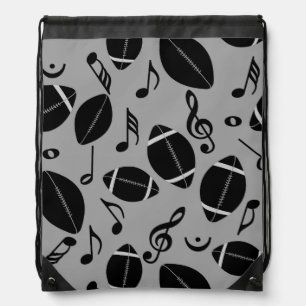 Music Notes Footballs Drawstring Bag