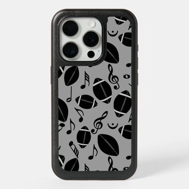 Music Notes Footballs iPhone 15 Pro Case (Back)