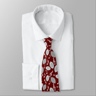 Music Notes Footballs Neck Tie