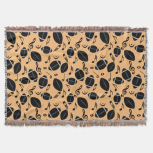 Music Notes Footballs Throw Blanket