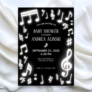 Music notes glow shower invitation