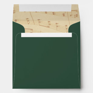 Music Notes Gold and Forest Green Envelope