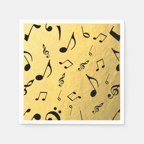 Music Notes Gold Foil Napkins