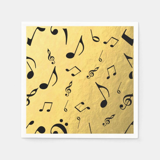 Music Notes Gold Foil Napkins (Front)