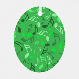 Music Notes Green Metal Ornament