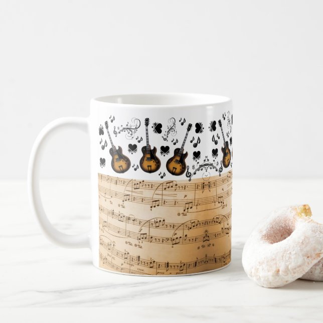 Music Notes Guitar Mug (With Donut)