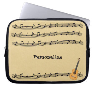 Music Notes & Guitar Personalize Laptop Sleeve