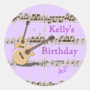 Music Notes & Guitars Classic Round Stickers