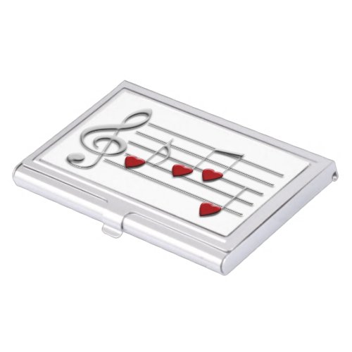 music notes hearts design case for business cards