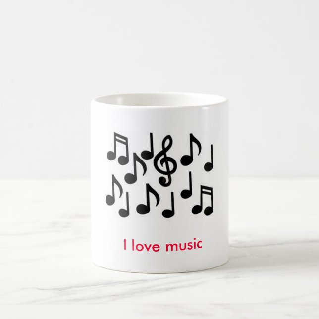 music notes, I love music Coffee Mug (Center)