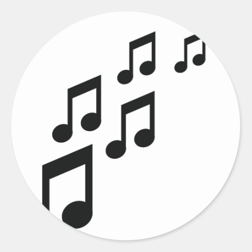 music notes icon classic round sticker