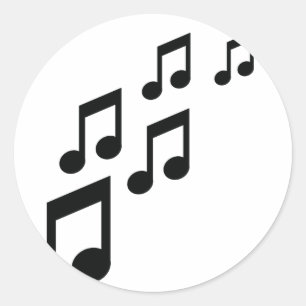 music notes icon classic round sticker