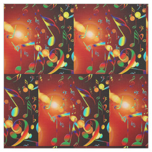 Music Notes In Neon Colors Fabric