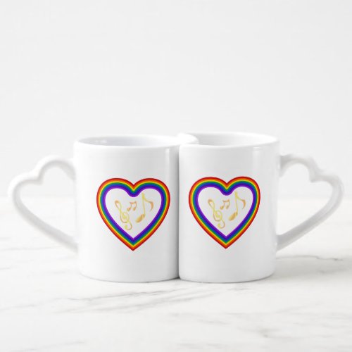 Music notes in the rainbow coffee mug set