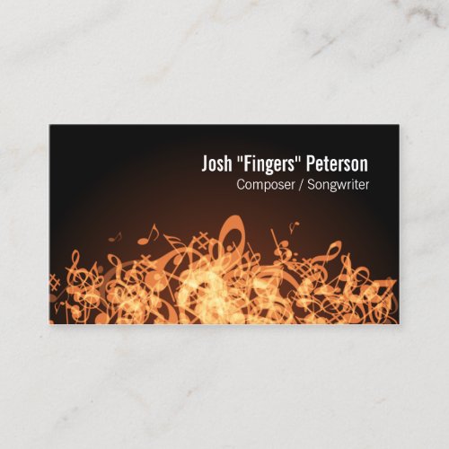 Music Notes Jumble Orange Business Card