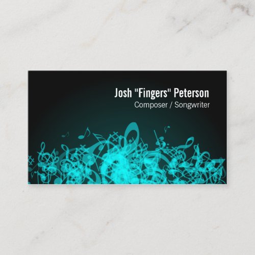 Music Notes Jumble Turquoise Business Card