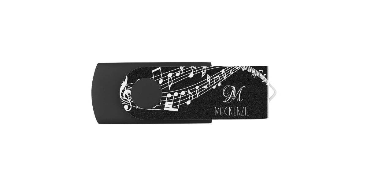 Music Notes Keyboard Monogram Name Custom Color Flash Drive | Zazzle