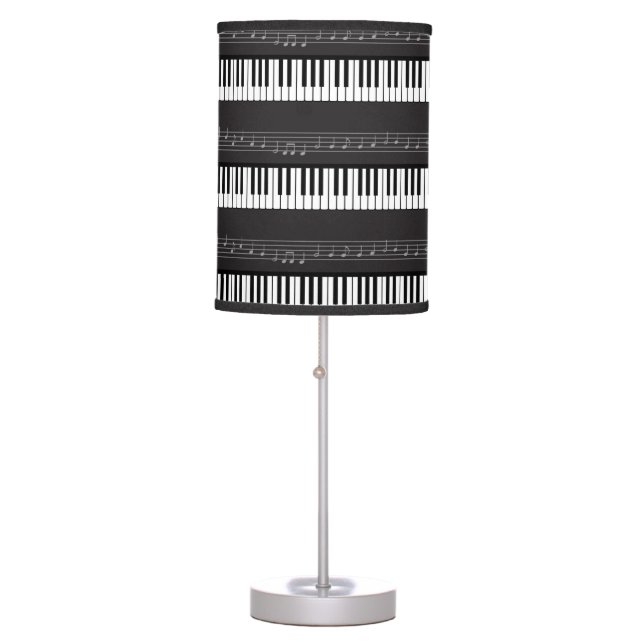 Music Notes Keyboard Piano Keys Black White Table Lamp (Front)
