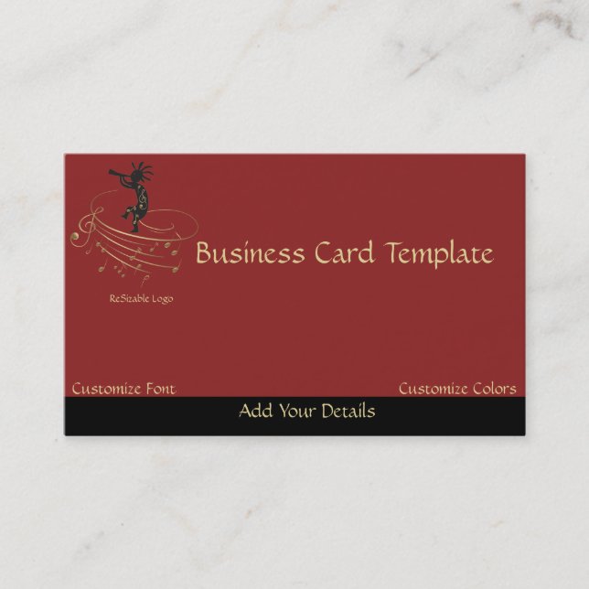 Music Notes Kokopelli Logo Business Card (Front)