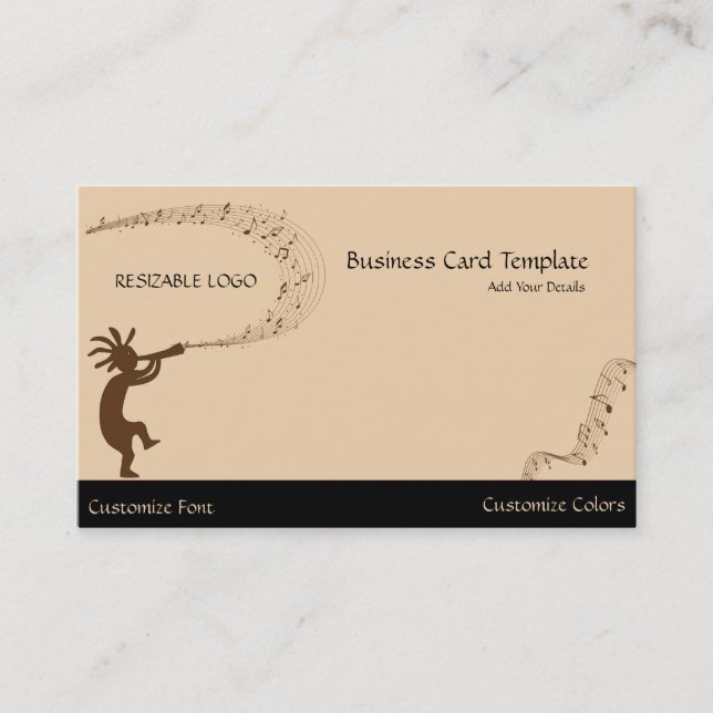 Music Notes Kokopelli Logo Business Card (Front)