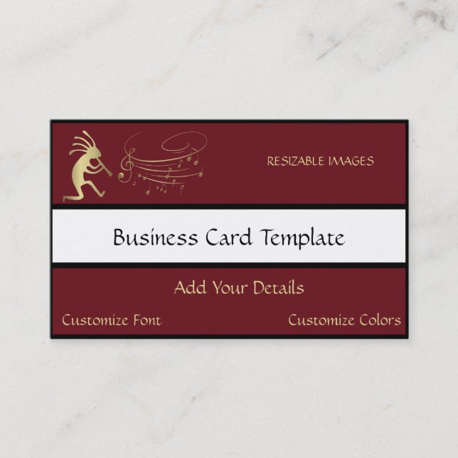 Music Notes Kokopelli Logo Business Card (Front)