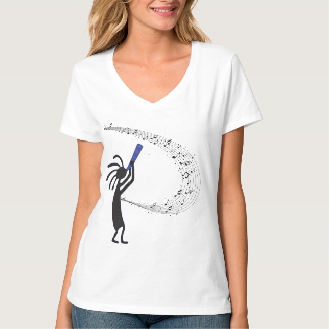 Music Notes Kokopelli Native American T-Shirt (Front)