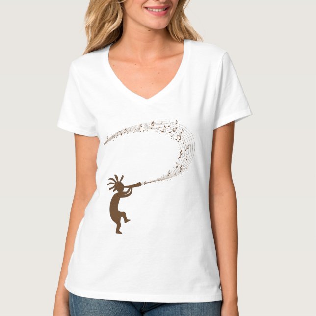 Music Notes Kokopelli Native American T-Shirt (Front)