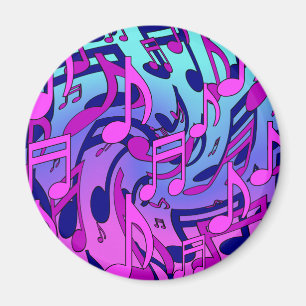 Music Notes Lively Pink Blue Purple Aqua Pattern Magnet