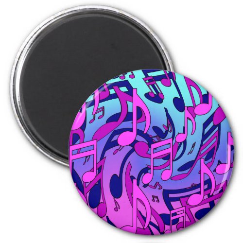 Music Notes Lively Pink Blue Purple Aqua Pattern Magnet