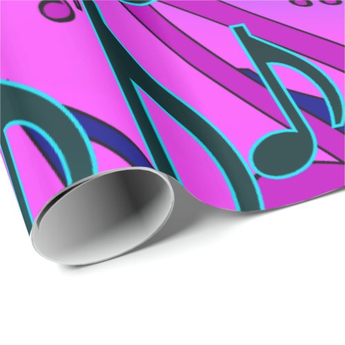Music Notes Lively Swirly Musical Pattern Wrapping Paper
