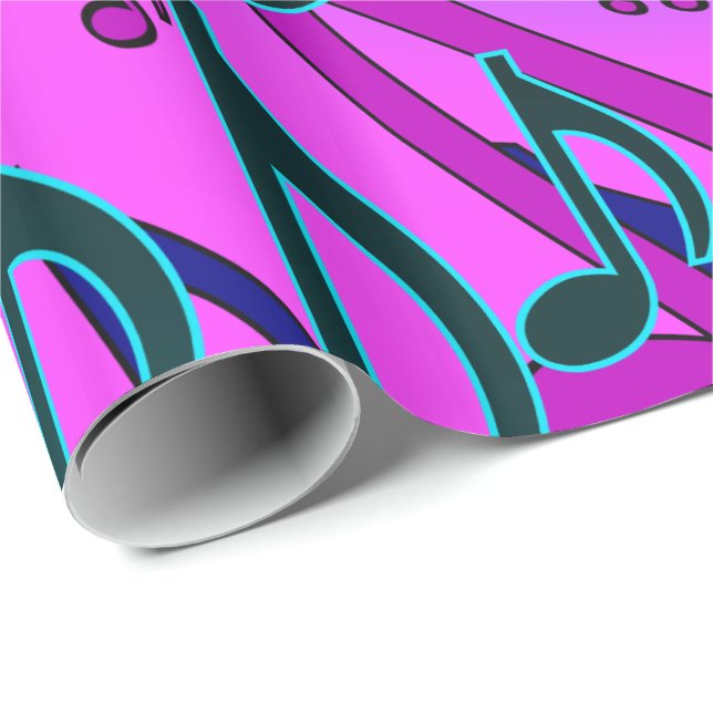 Music Notes Lively Swirly Musical Pattern Wrapping Paper (Roll Corner)