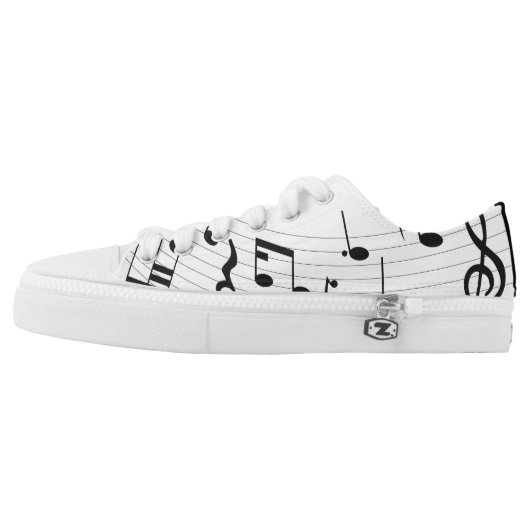 Music Notes Low Top Sneakers Shoes (Left Shoe Outside)