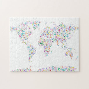 Music Notes Map of the World Jigsaw Puzzle