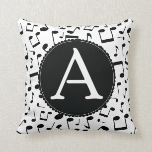 Music Notes Monogram A Throw Pillow gif