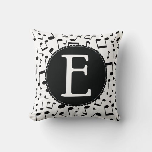 Music Notes Monogram E Throw Pillow gift