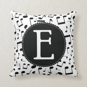 Music Notes Monogram E Throw Pillow gift
