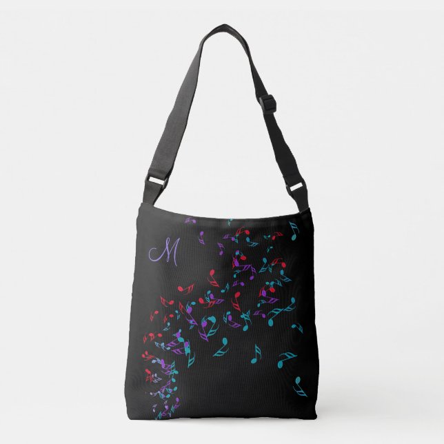 Music Notes Monogram Tote Bag (Front)