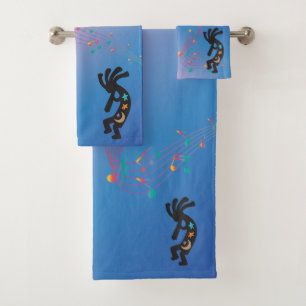 Music Notes Moon Stars Kokopelli  Bath Towel Set