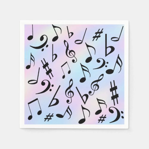 Music Notes Multicolored Iridescent Party Napkins