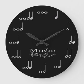Music Notes - Music Is Life Large Clock by eatlovepray at Zazzle