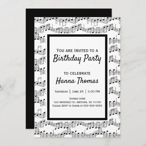 Music Notes Musical Birthday Invitation