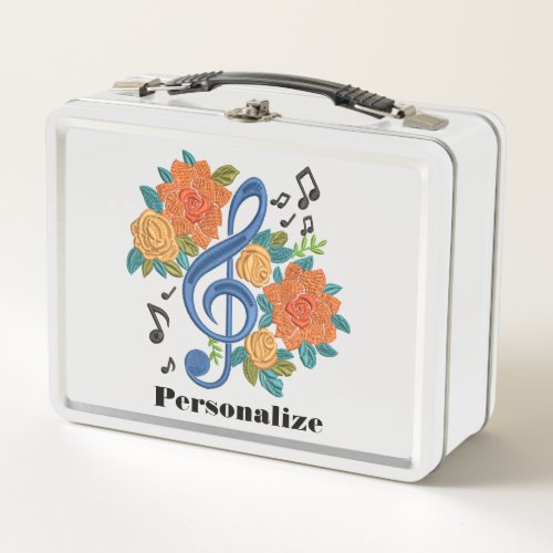 Music Notes Musical Clef Personalized  Metal Lunch Box