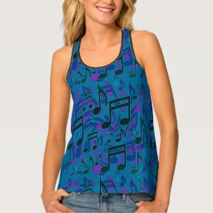 Music Notes Musical Pattern Blue Green Purple Tank Top