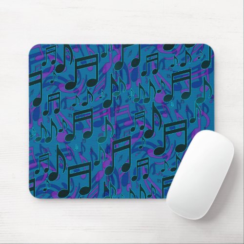 Music Notes Musical Pattern Blue Purple Mouse Pad